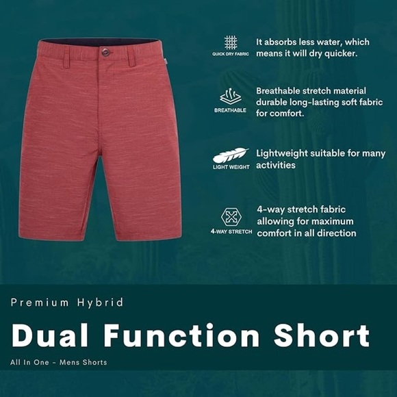 Red Hybrid Shorts - Size 30 - Picture 6 of 7